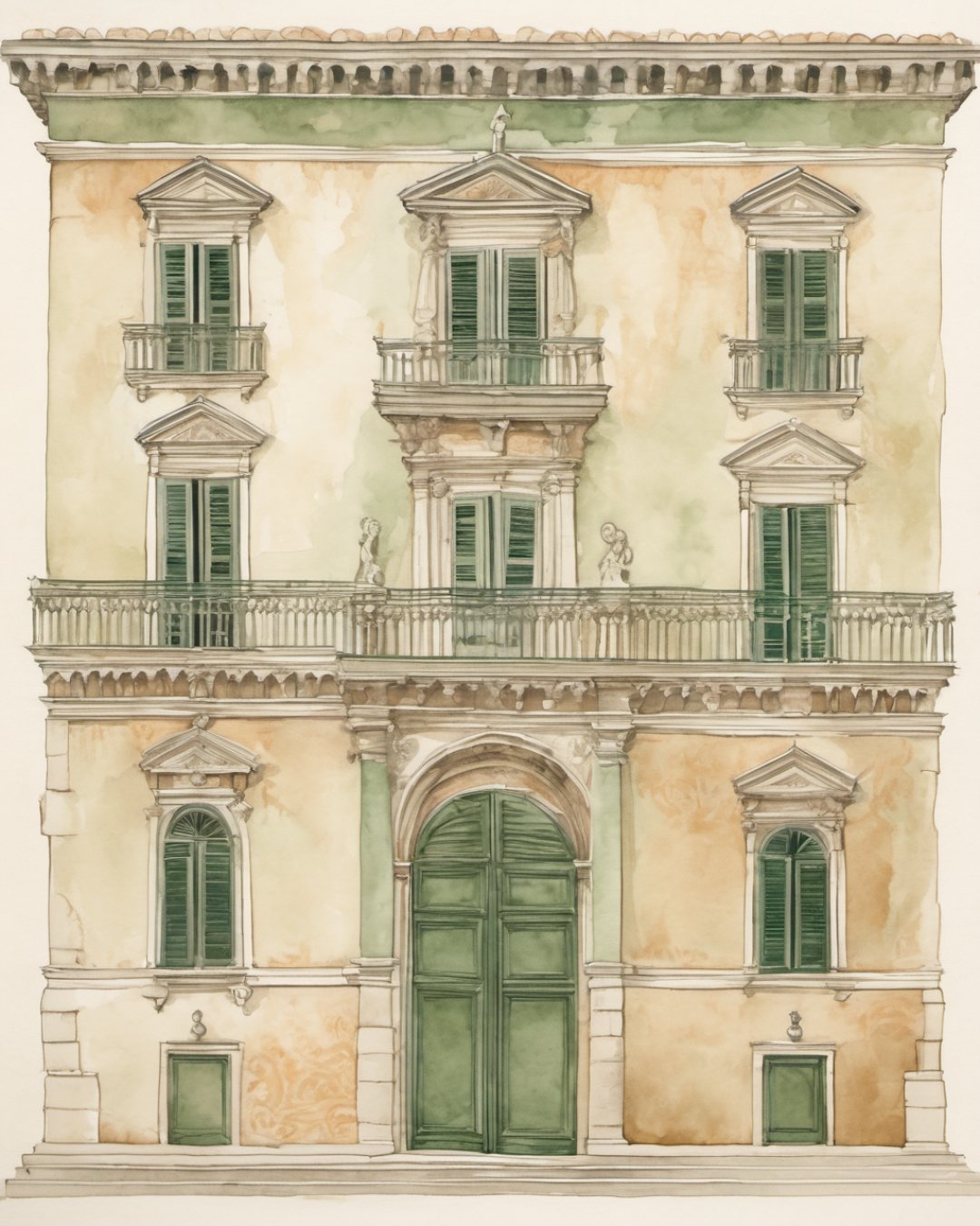 Watercolour of Piazza dei Cavalieri, Pisa