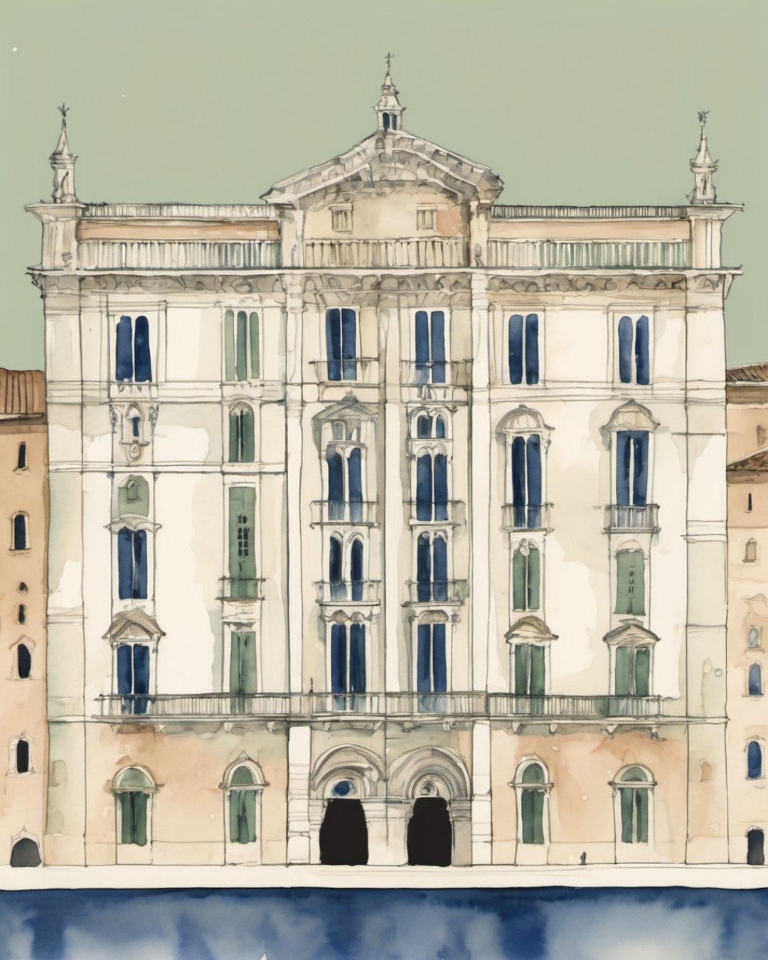 Watercolour of Palazzo Blu, Pisa