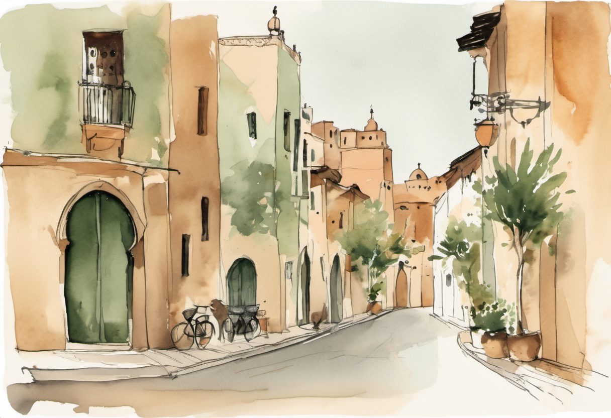 Watercolour scene of Marrakech