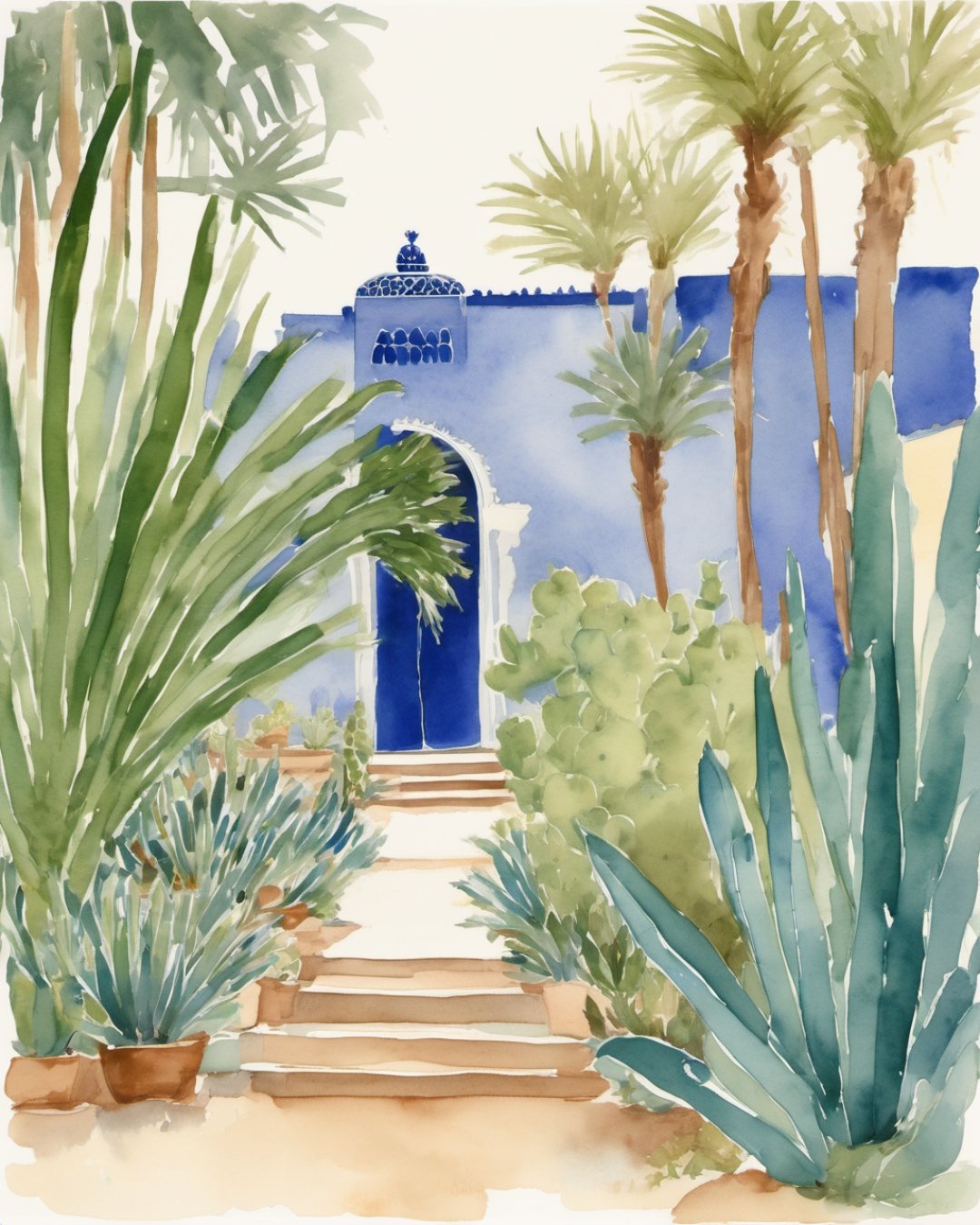 Watercolour of Majorelle Garden, Marrakech