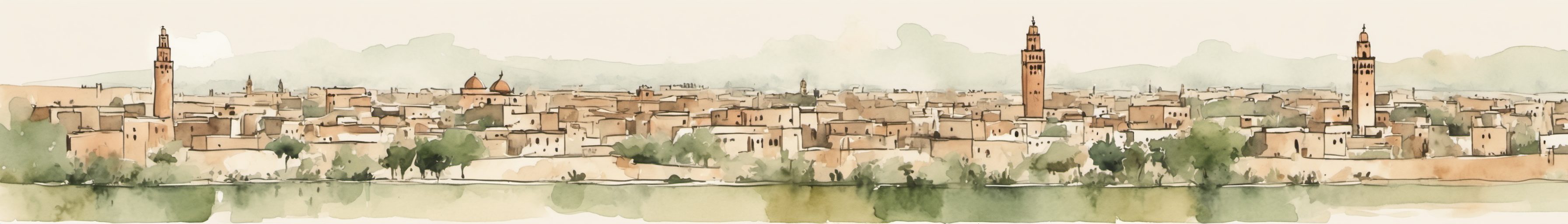 Watercolour illustration of Marrakech
