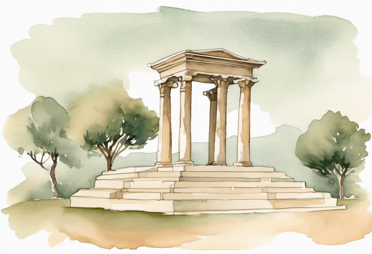 Watercolour scene of Rhodos