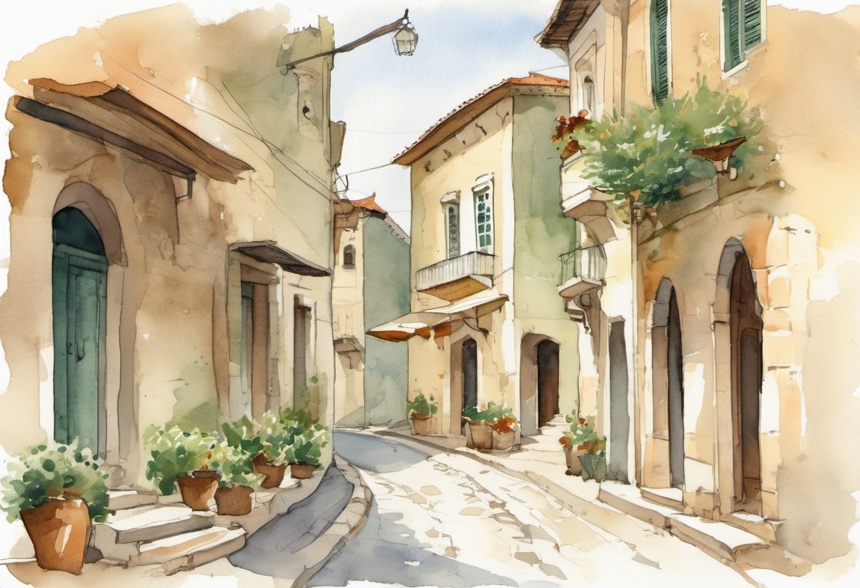 Watercolour scene of Rhodos