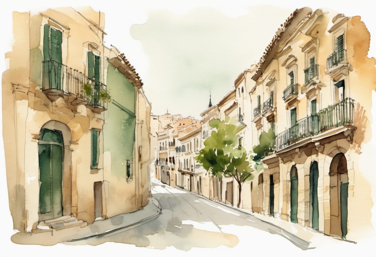 Watercolour scene of Murcia