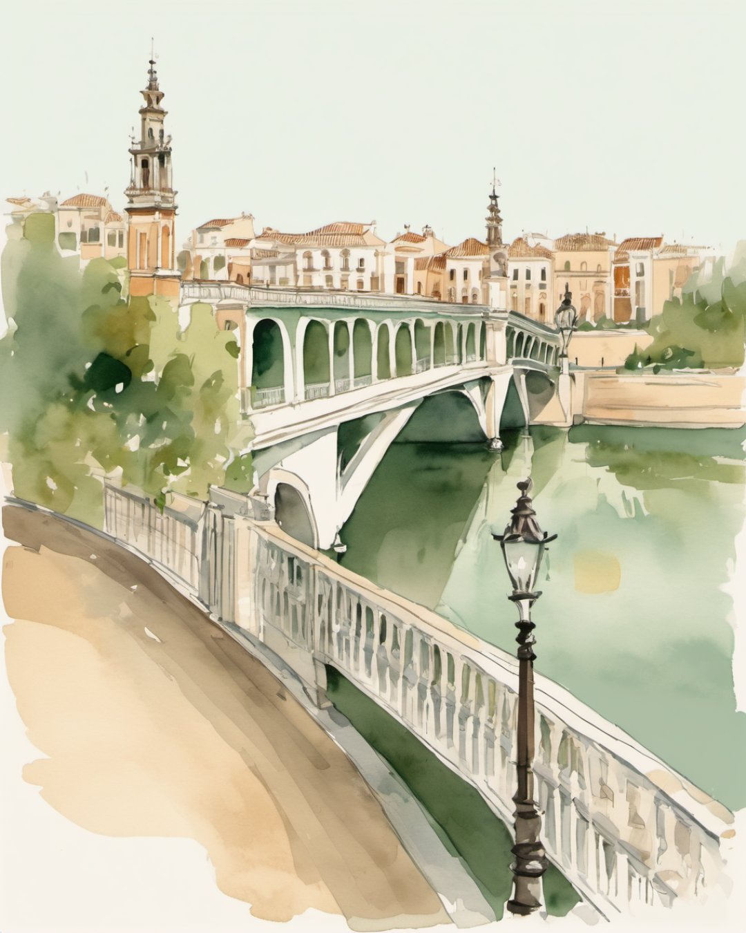 Watercolour of Triana Bridge, Sevilla