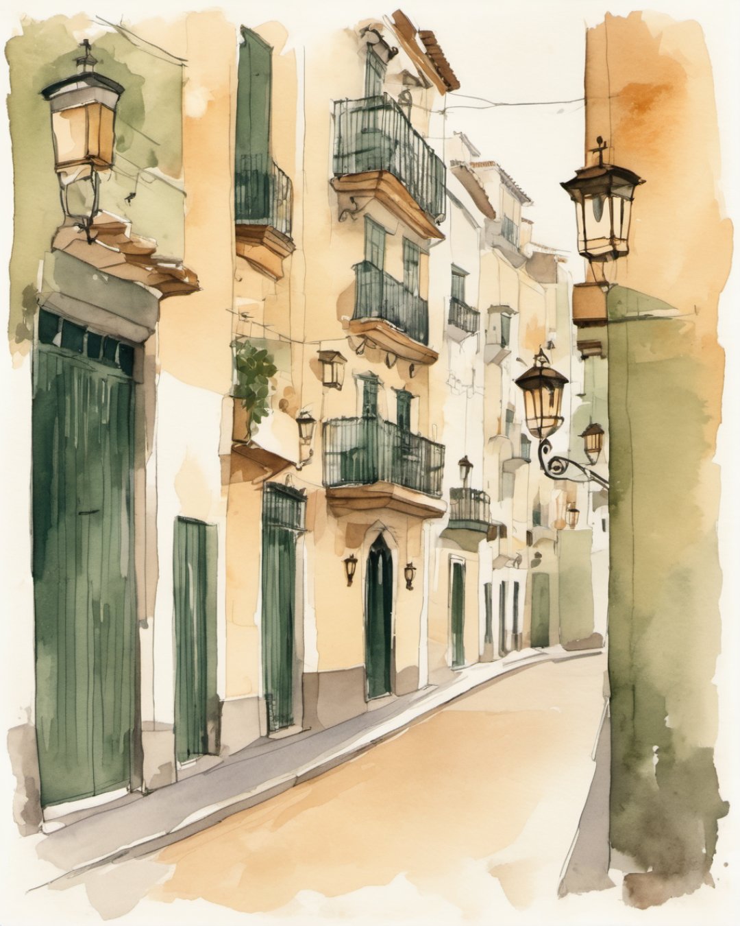 Watercolour of Flamenco Quarter, Sevilla