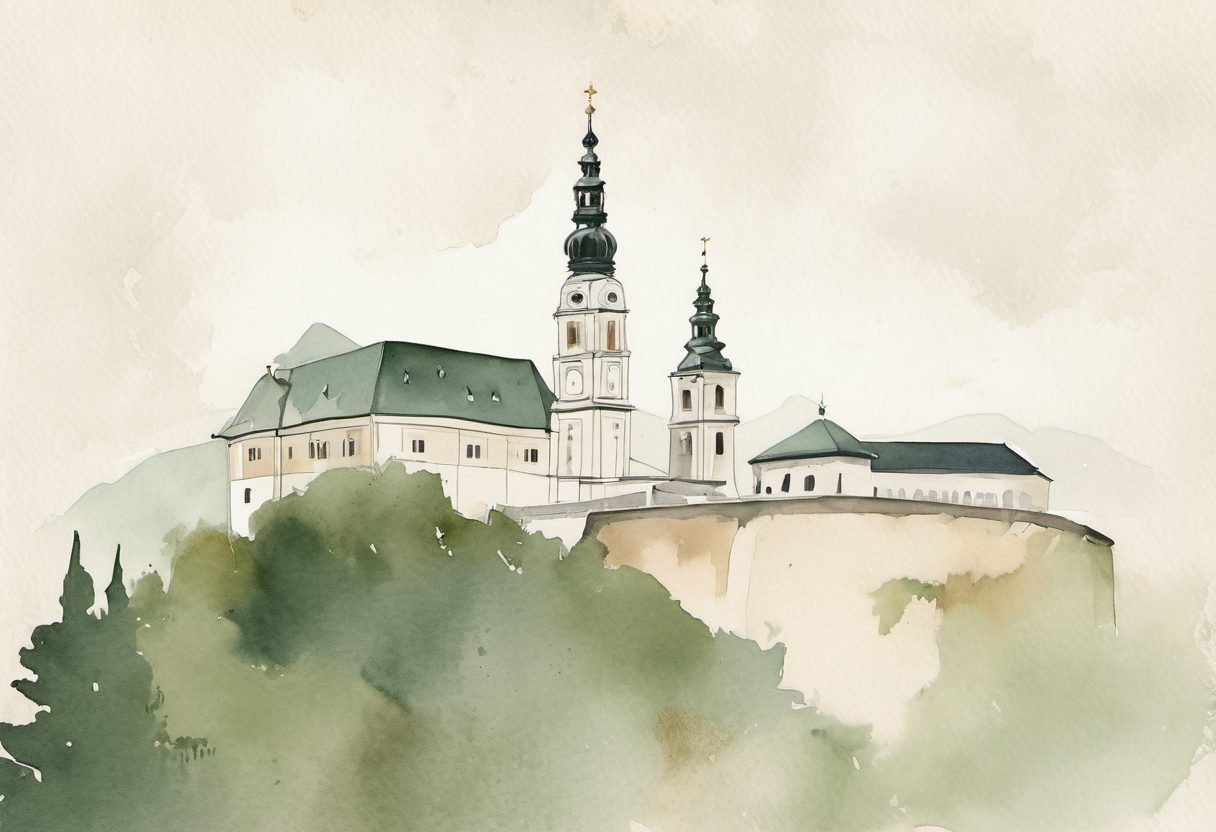 Watercolour scene of Salzburg