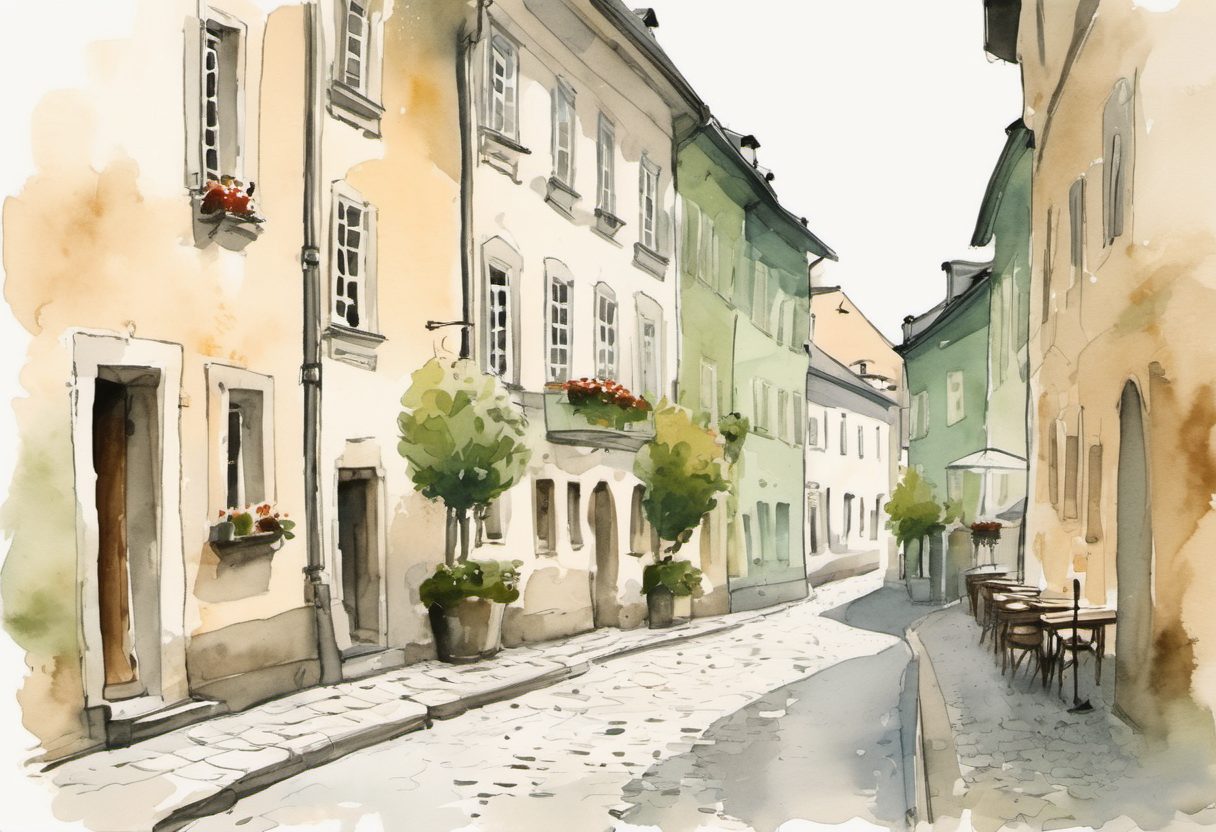 Watercolour scene of Salzburg