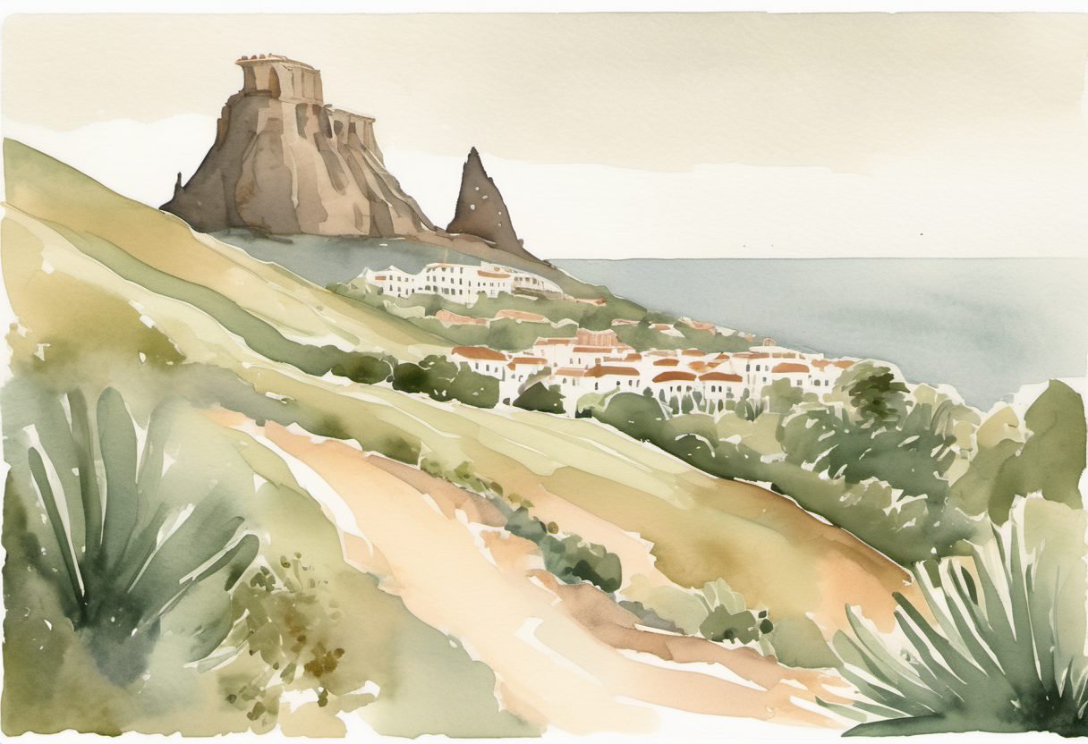 Watercolour scene of Tenerife