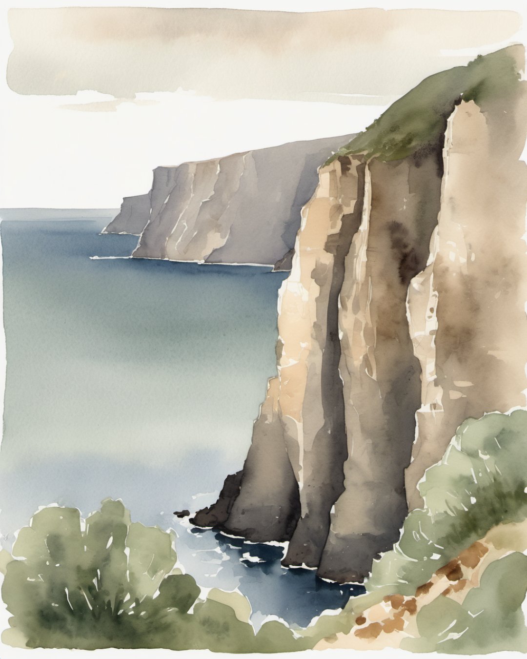 Watercolour of Los Gigantes, Tenerife