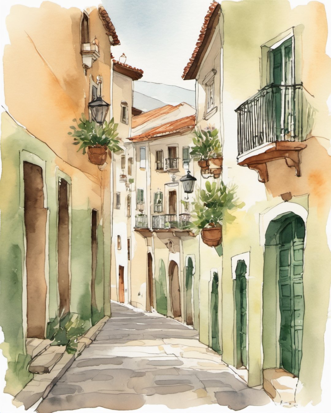 Watercolour of La Laguna, Tenerife