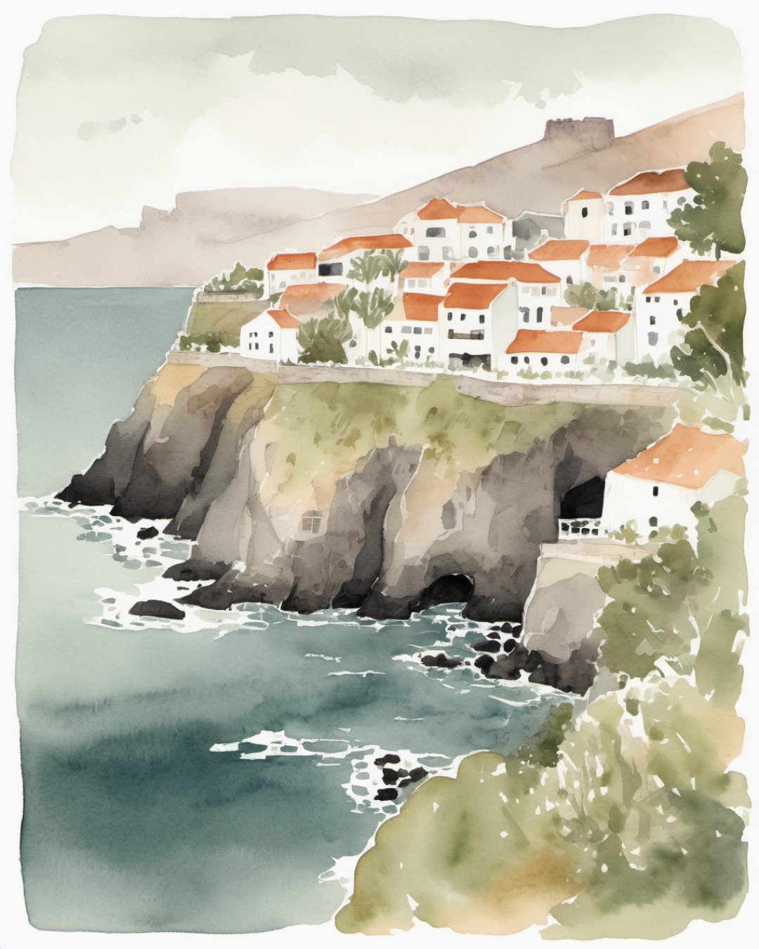 Watercolour of Garachico, Tenerife