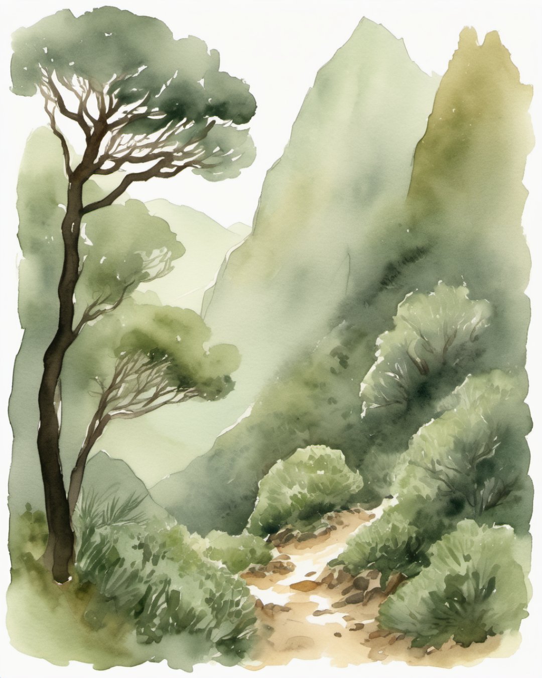 Watercolour of Anaga Forest, Tenerife