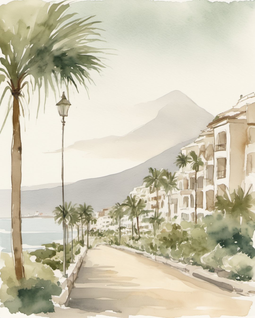 Watercolour of Costa Adeje, Tenerife