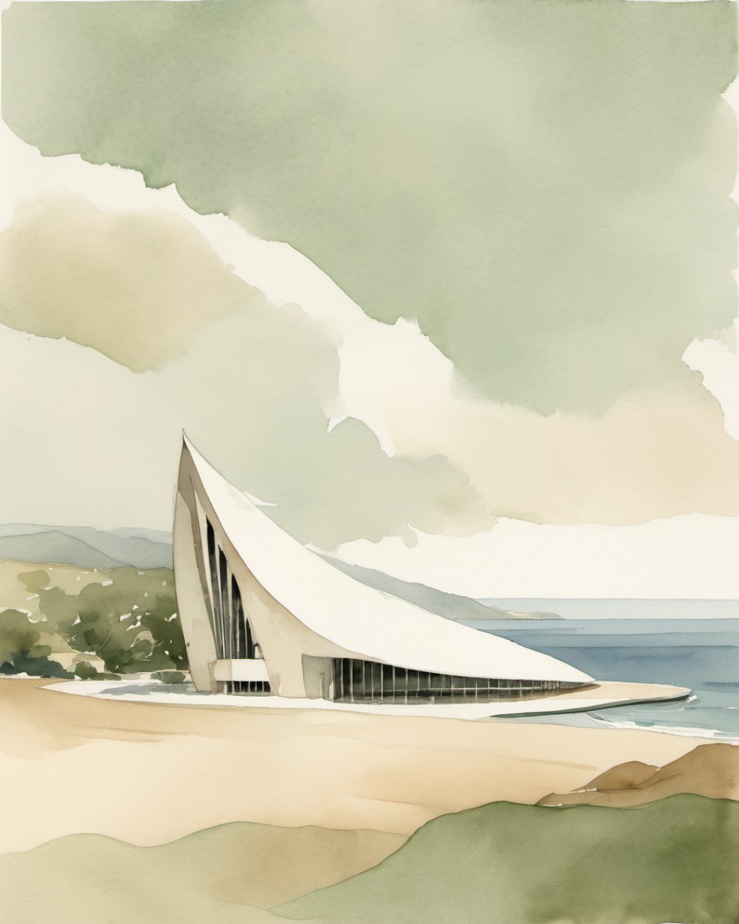 Watercolour of Auditorio de Tenerife, Tenerife