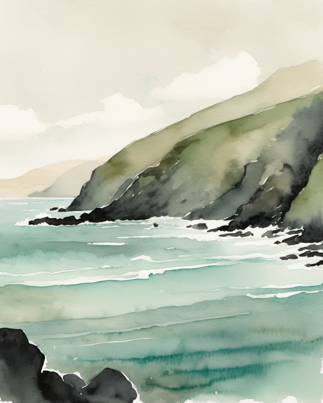 Watercolour of Volcanic Coast, Tenerife