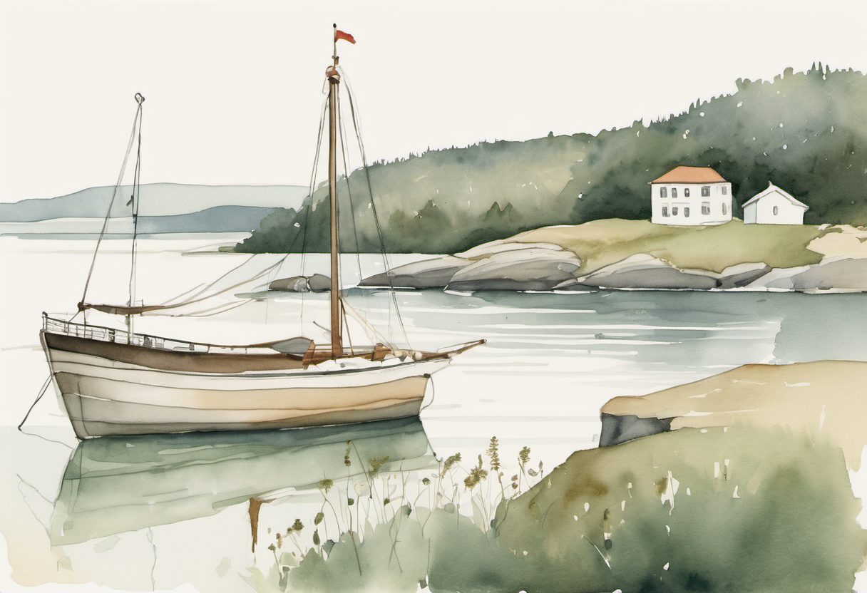 Watercolour scene of Sandefjord