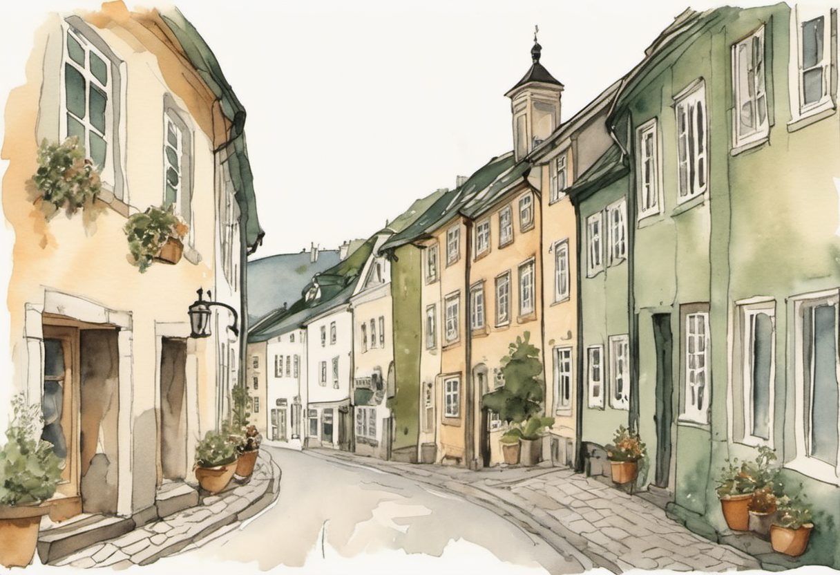 Watercolour scene of Sandefjord
