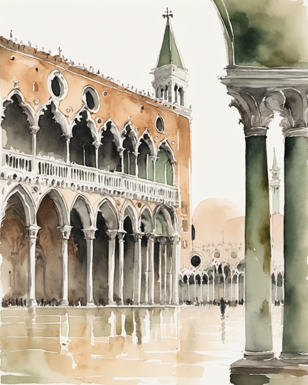 Watercolour of St Mark's Square, Venice