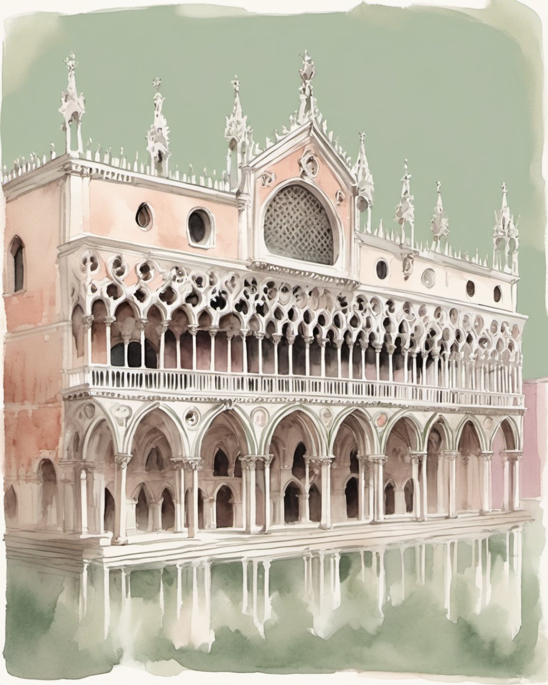 Watercolour of Doge's Palace, Venice