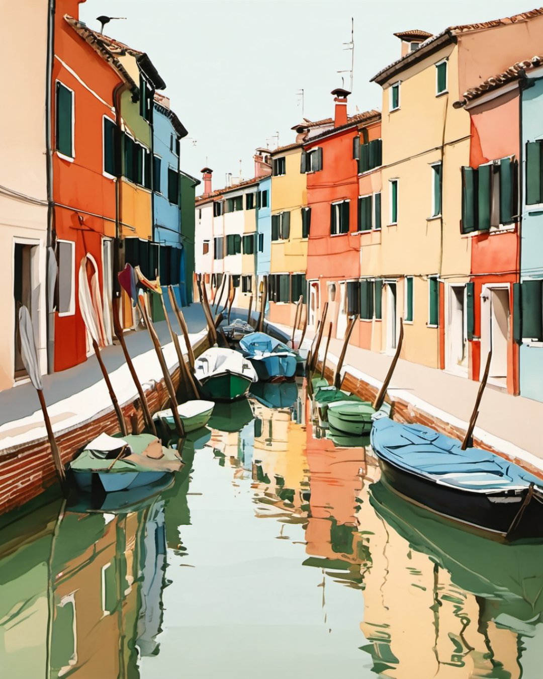 Watercolour of Burano, Venice