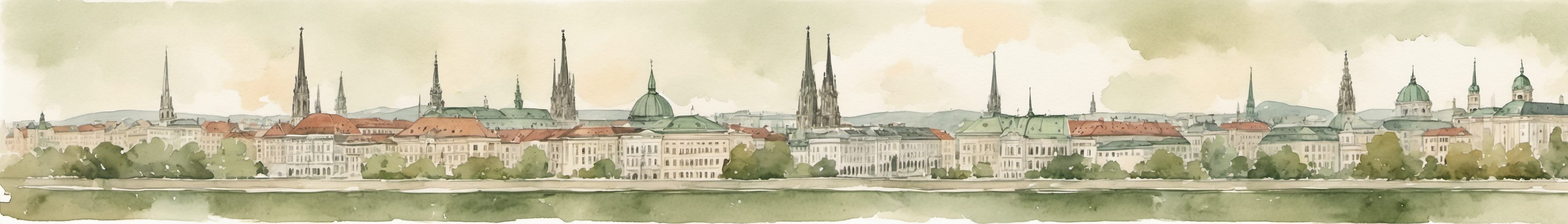Watercolour illustration of Vienna
