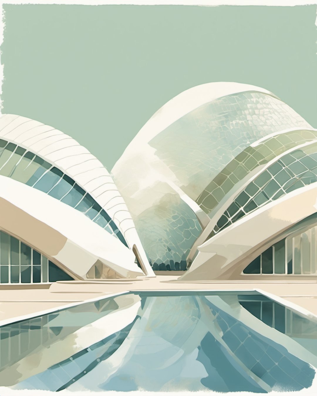 Watercolour of City of Arts & Sciences, Valencia