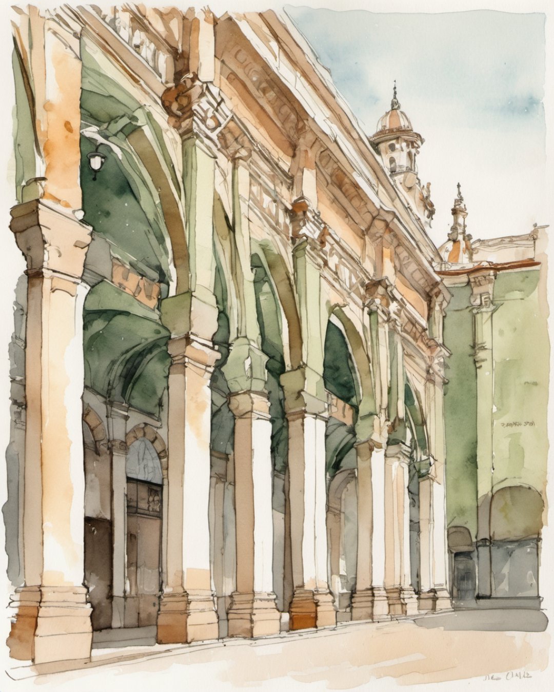 Watercolour of Mercado de Colón, Valencia