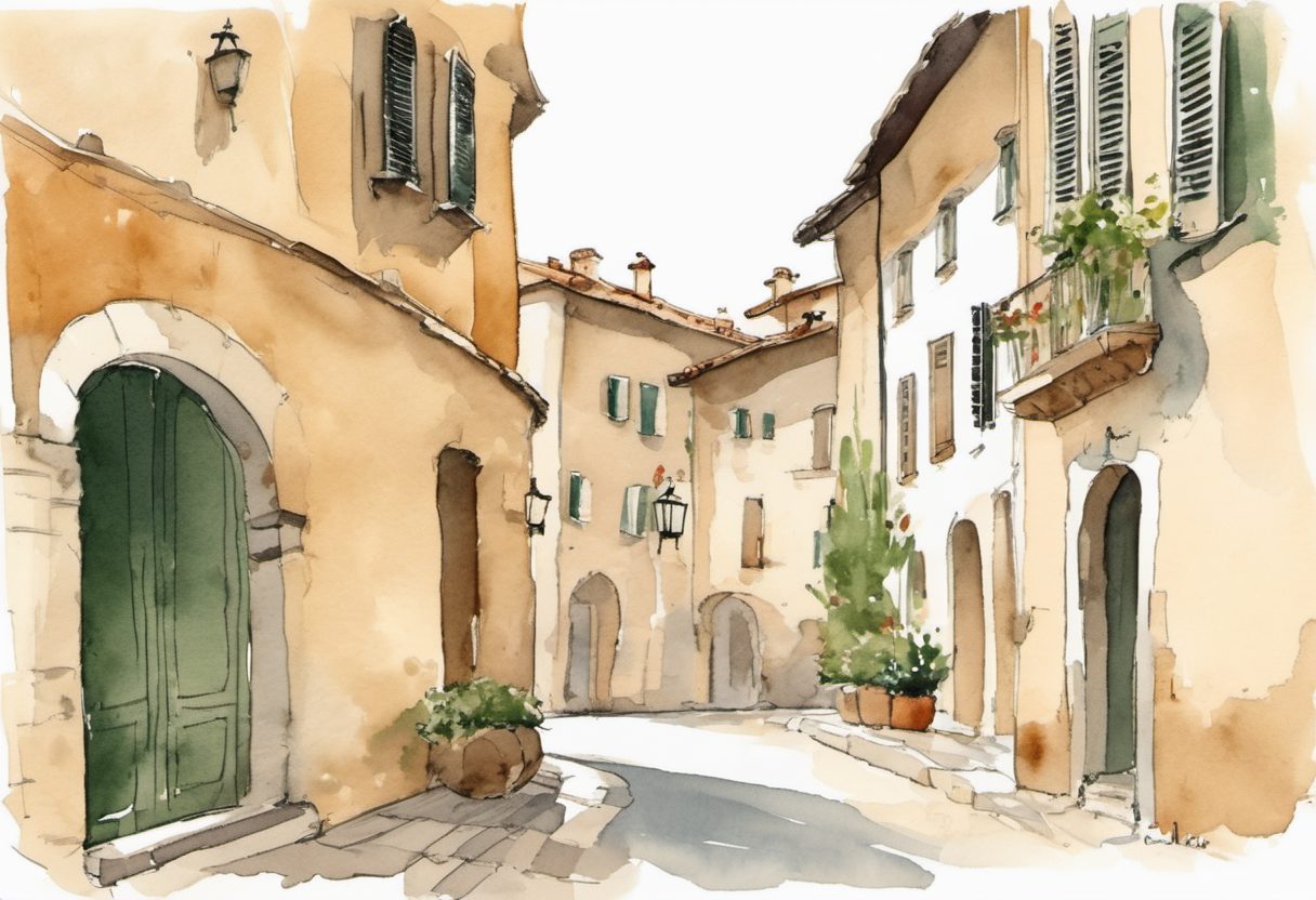 Watercolour scene of Villafranca