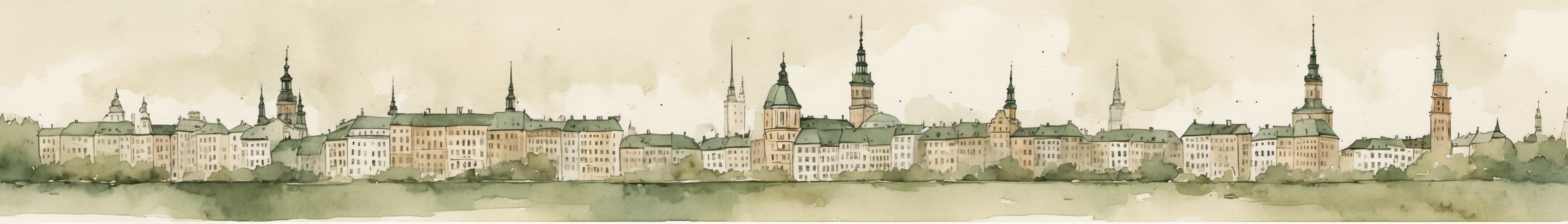 Watercolour illustration of Warsaw, Poland