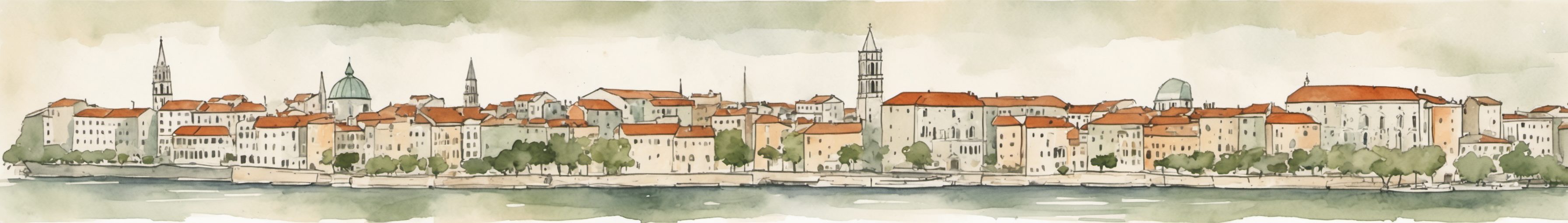Watercolour illustration of Zadar, Croatia