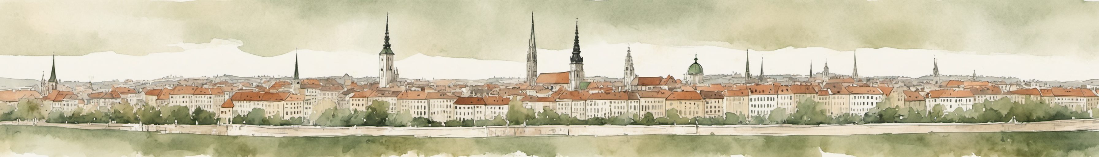 Watercolour illustration of Zagreb