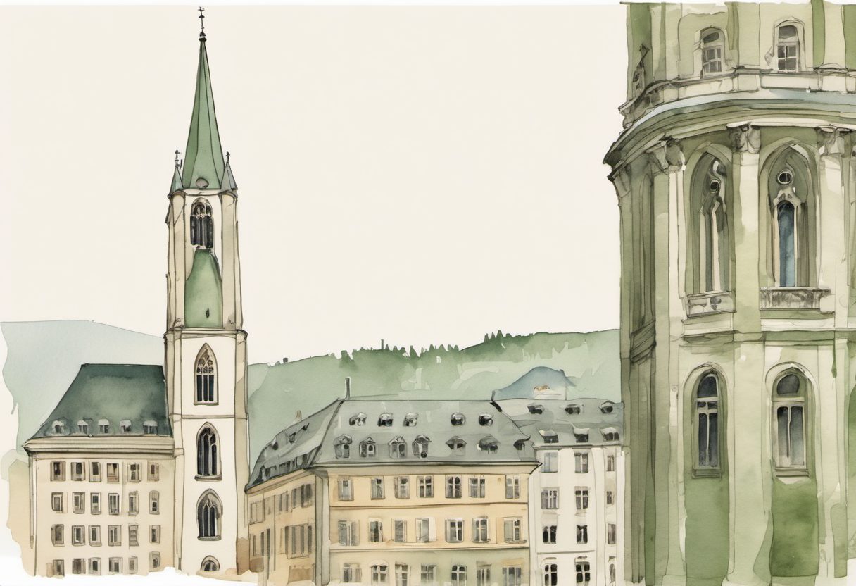 Watercolour scene of Zurich
