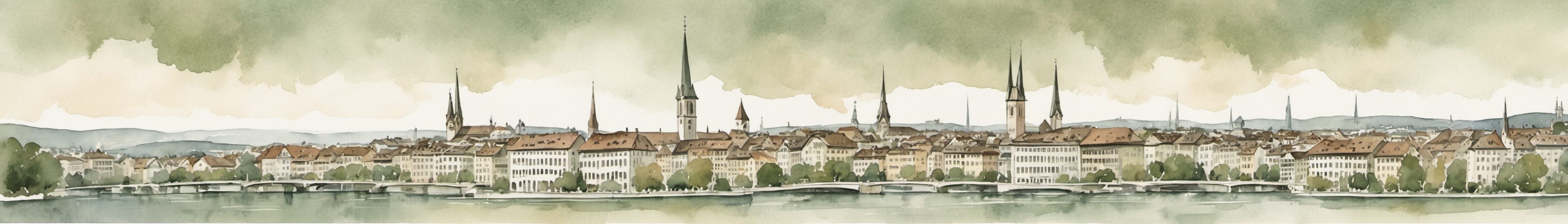Watercolour illustration of Zurich