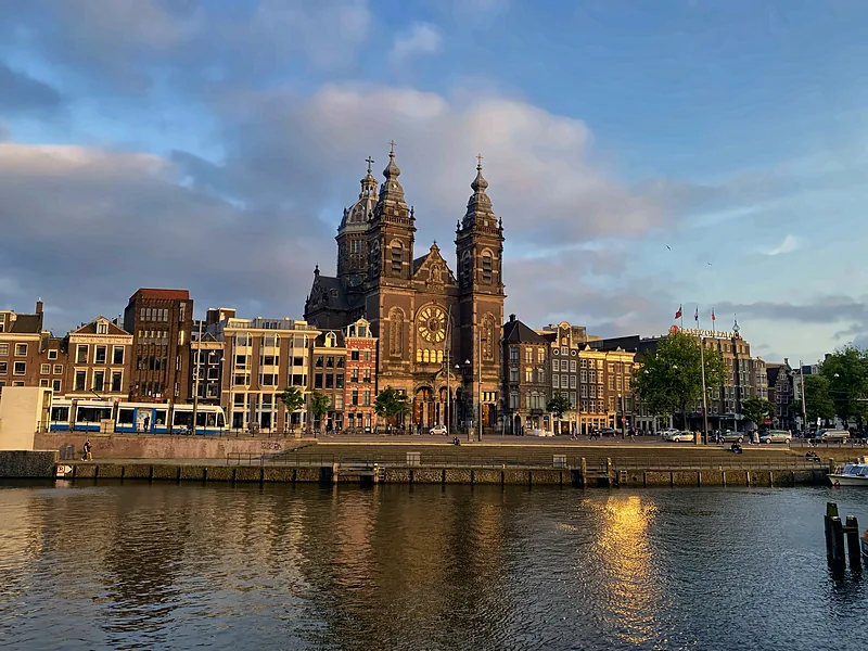 St Nicholas Church across the water from Centraal