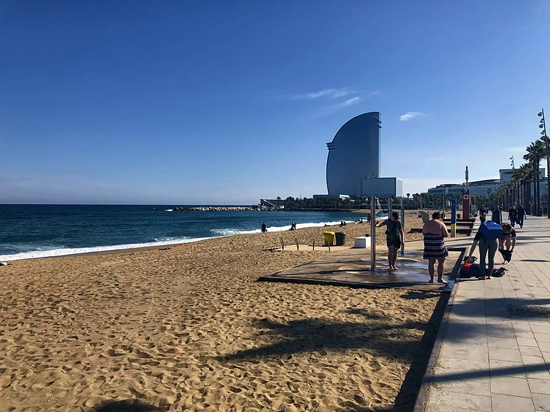 Barceloneta beach and the W hotel