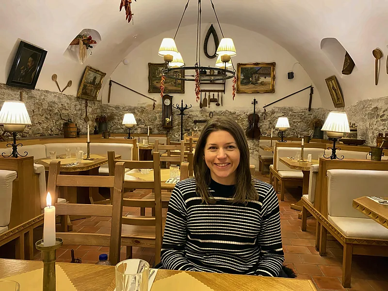 Dinner in a vaulted old-town restaurant
