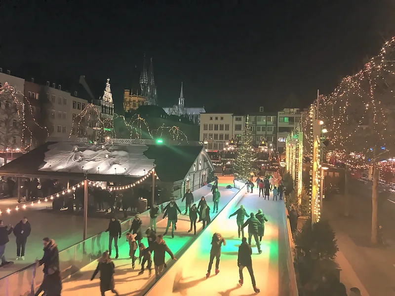 The ice rink at night