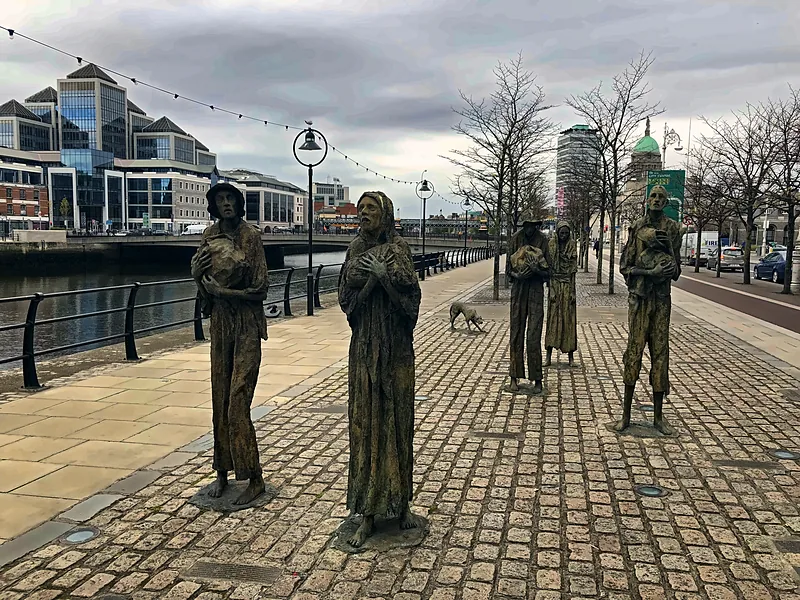 The Famine memorial on the quays