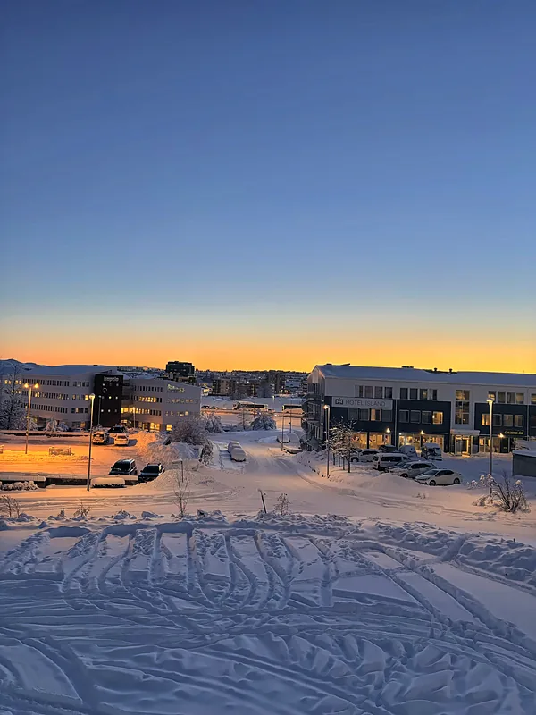 A winter sunset over Reykjavik