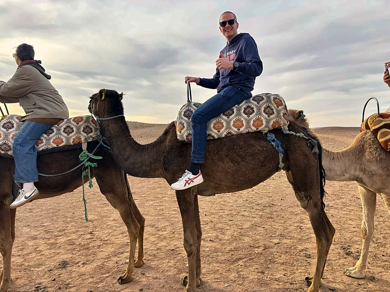 A camel ride outside the city