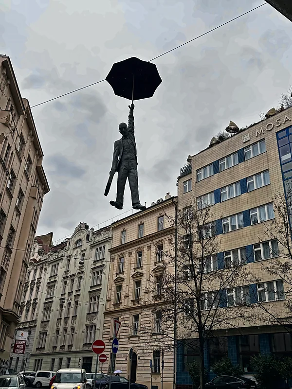 The hanging-man sculpture