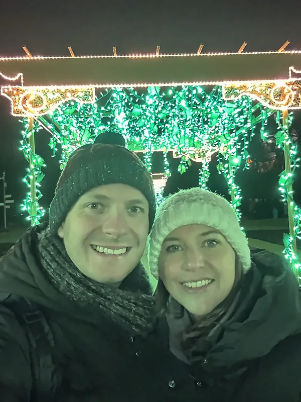 Us under the Christmas lights