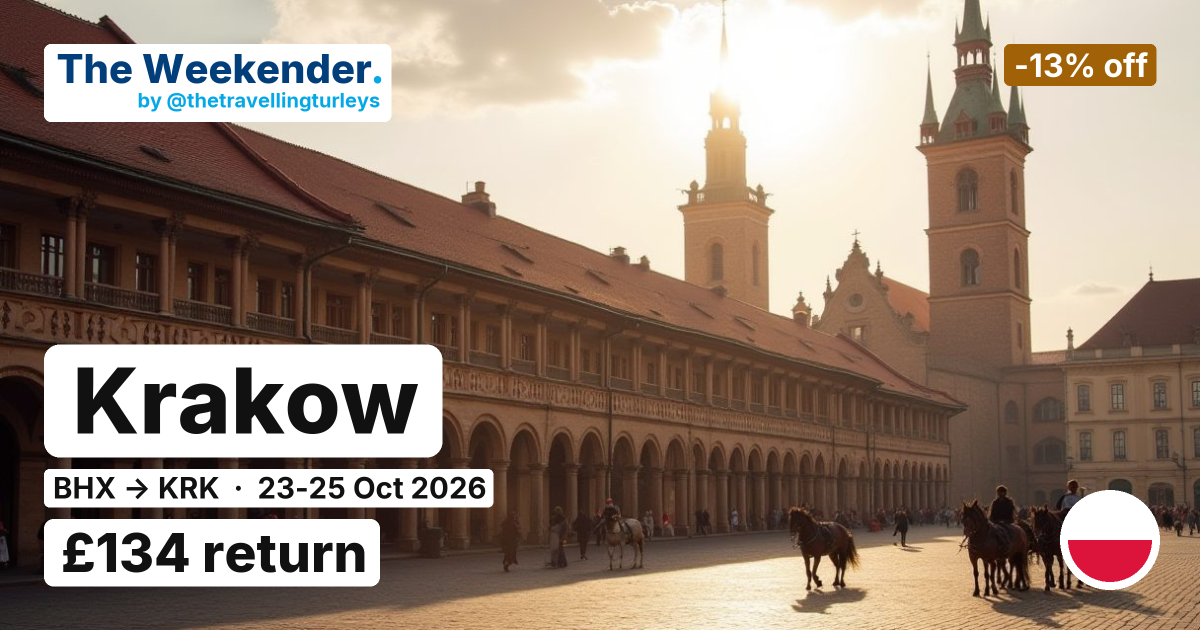 Krakow weekend break from Birmingham - £134 return