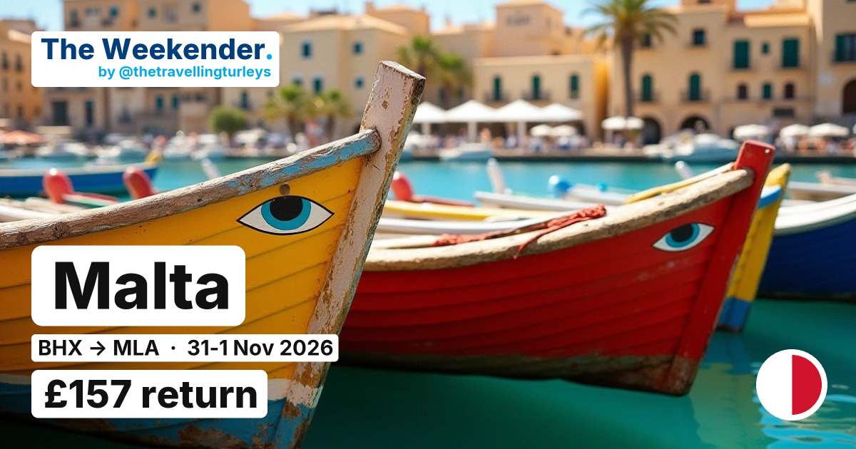 Malta weekend break from Birmingham - £157 return