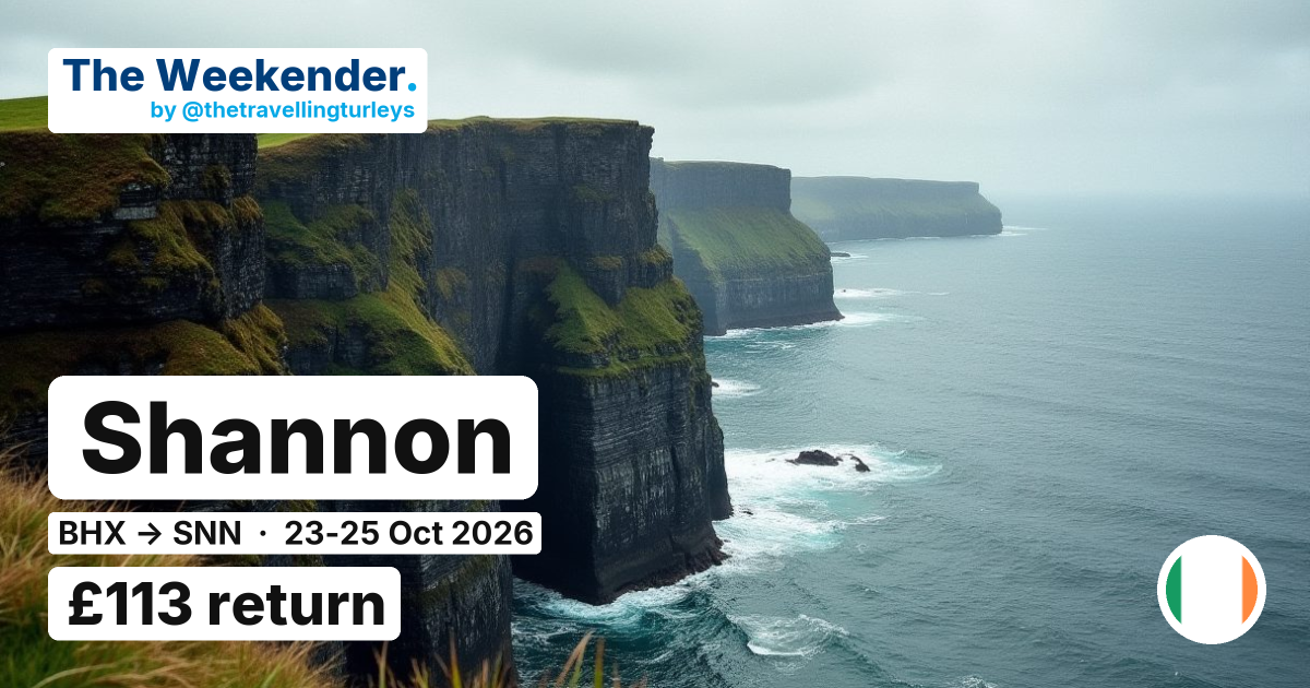 Shannon weekend break from Birmingham - £113 return