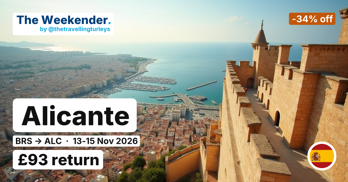 Alicante weekend break from Bristol - £93 return