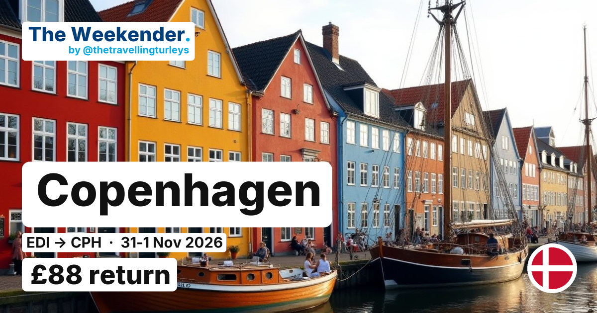 Copenhagen weekend break from Edinburgh - £88 return
