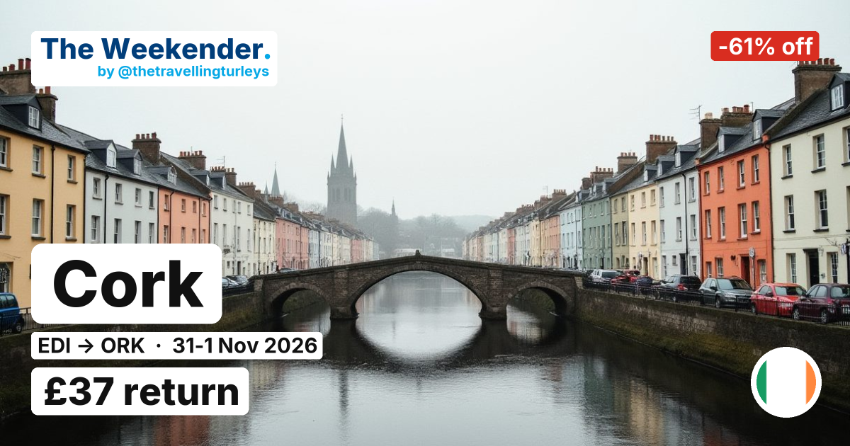 Cork weekend break from Edinburgh - £54 return