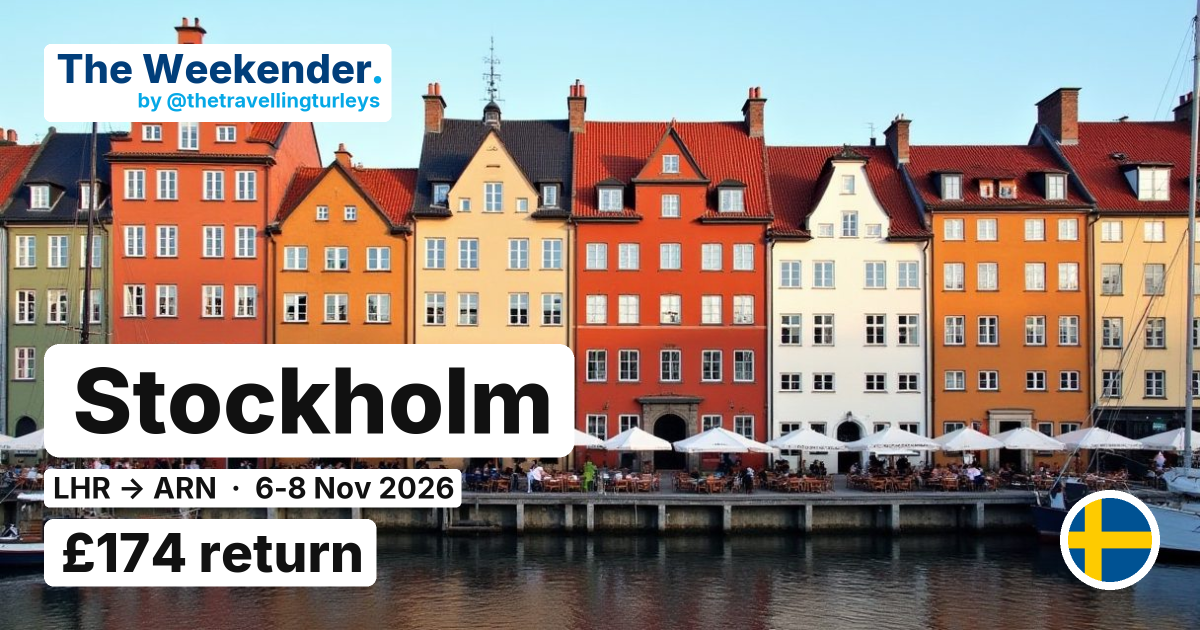 Stockholm weekend break from London - £174 return
